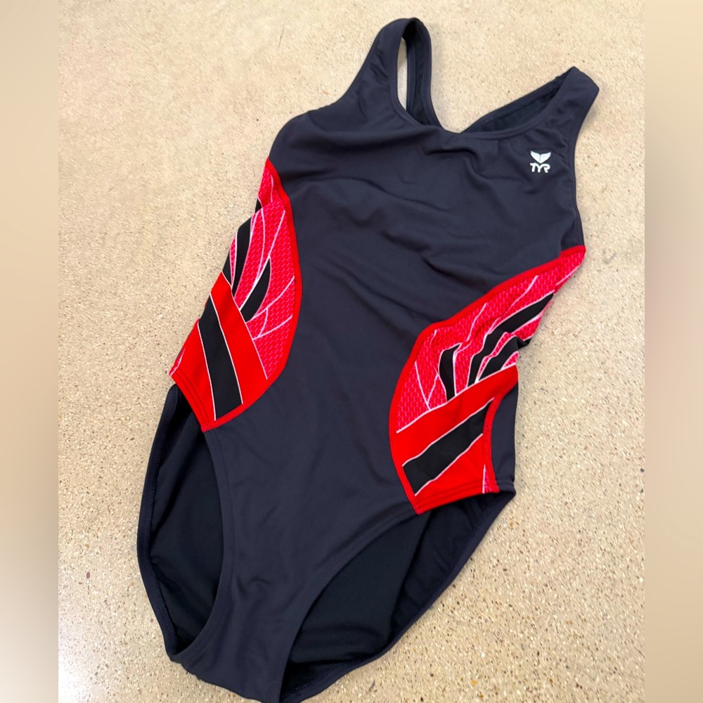 TYR Women's Black and Red Swimsuit